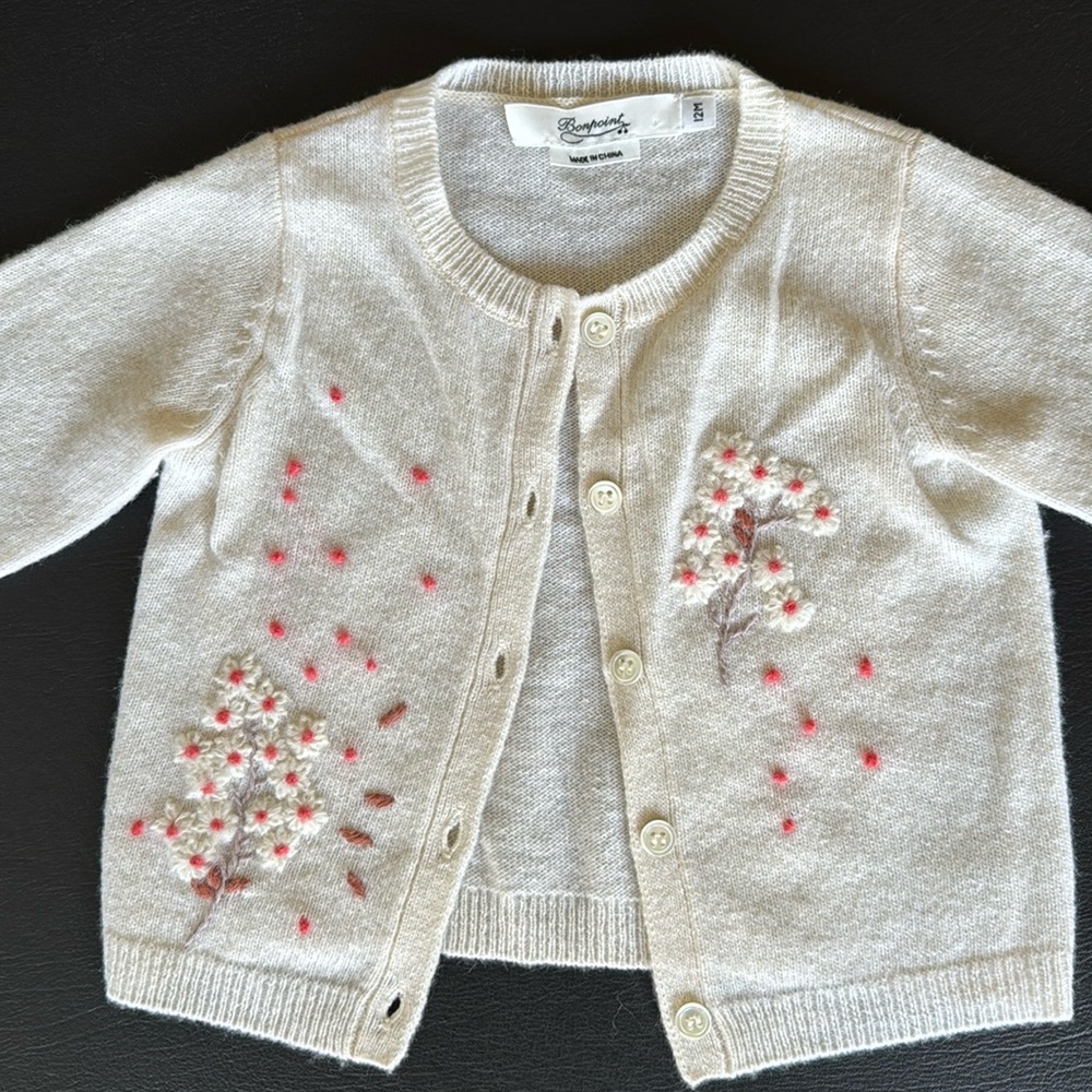 Bonpoint size 12m Embroidered Cardigan